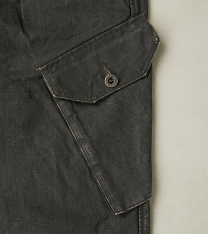 Swiss Army Cargo Trousers - H.Stevensons® Black Vintage Military Waxed Canvas