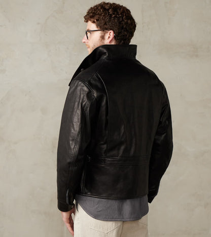 English Air Force Sidcot Jacket - Black Washed Vegetable Tanned Horsehide