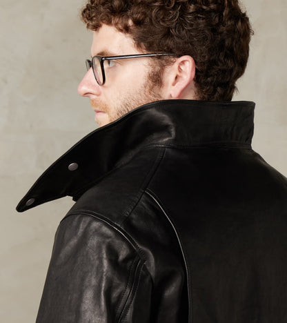 English Air Force Sidcot Jacket - Black Washed Vegetable Tanned Horsehide