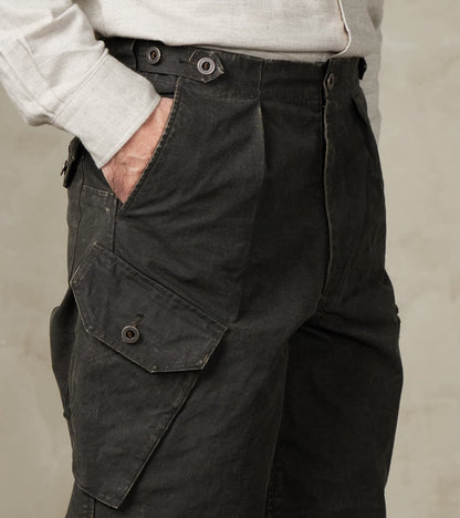 Swiss Army Cargo Trousers - H.Stevensons® Black Vintage Military Waxed Canvas