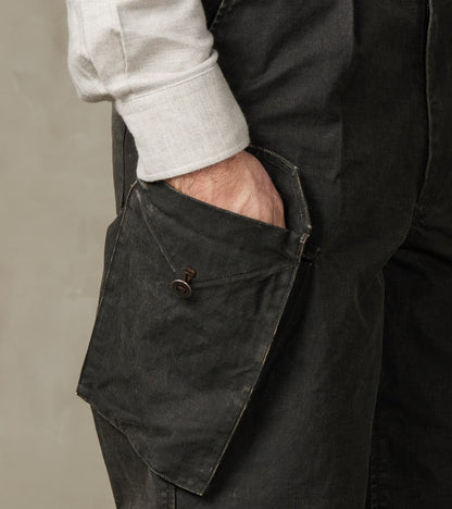 Swiss Army Cargo Trousers - H.Stevensons® Black Vintage Military Waxed Canvas