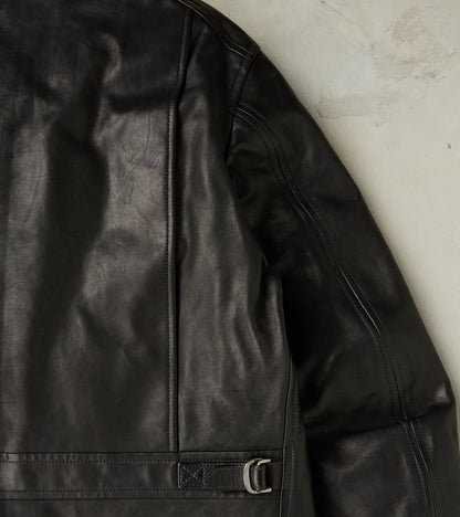 English Air Force Sidcot Jacket - Black Washed Vegetable Tanned Horsehide