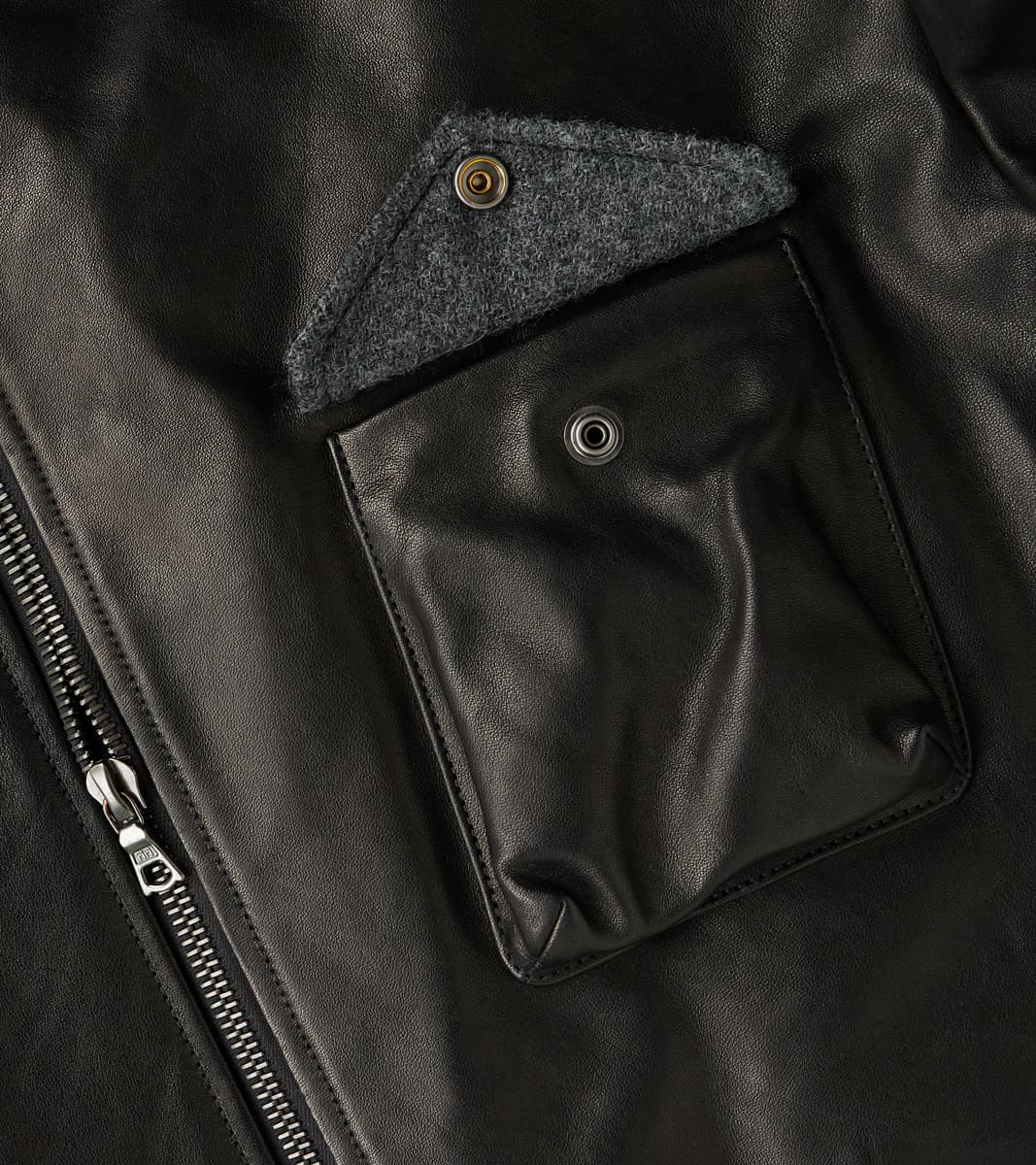 English Air Force Sidcot Jacket - Black Washed Vegetable Tanned Horsehide