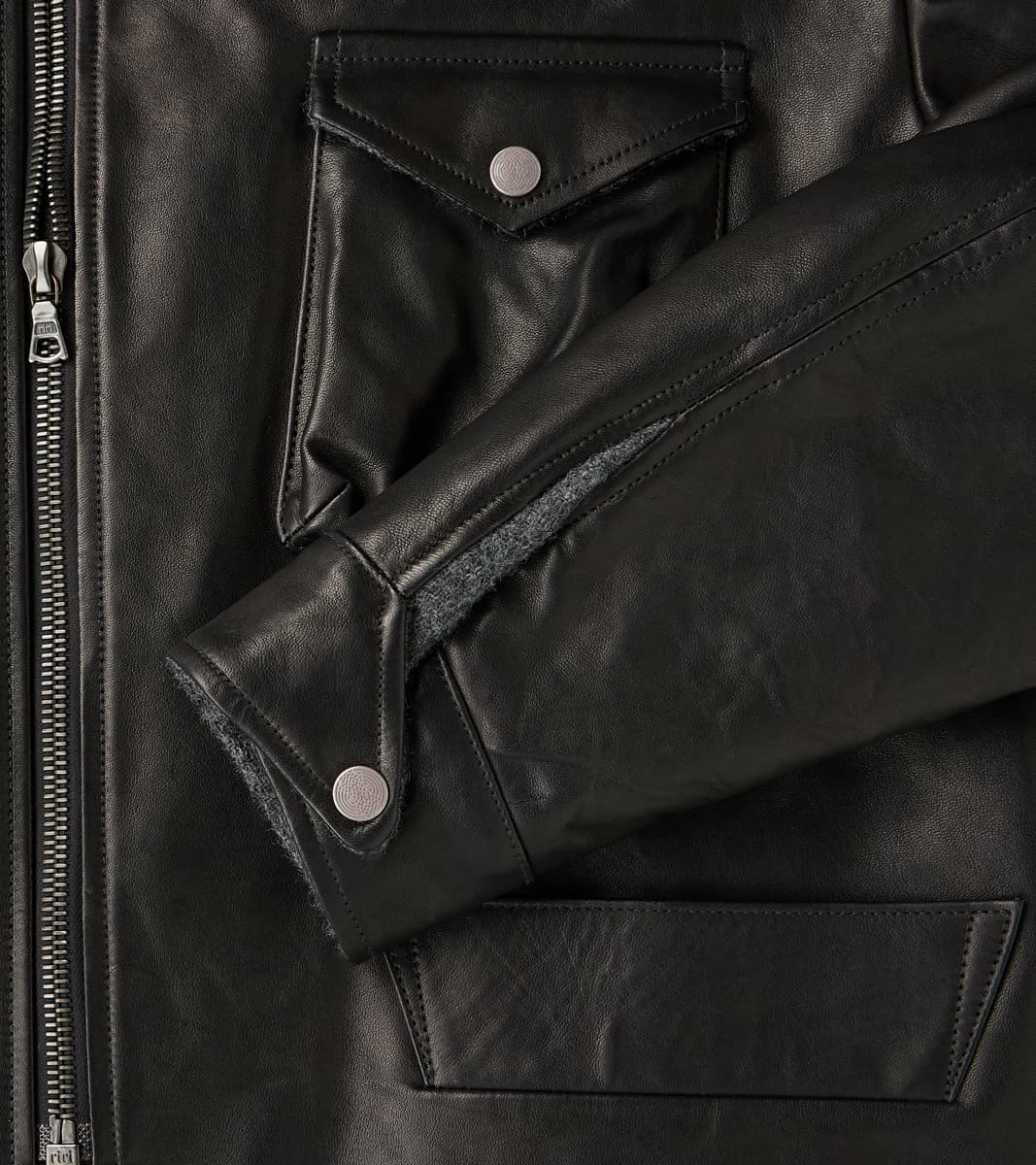 English Air Force Sidcot Jacket - Black Washed Vegetable Tanned Horsehide