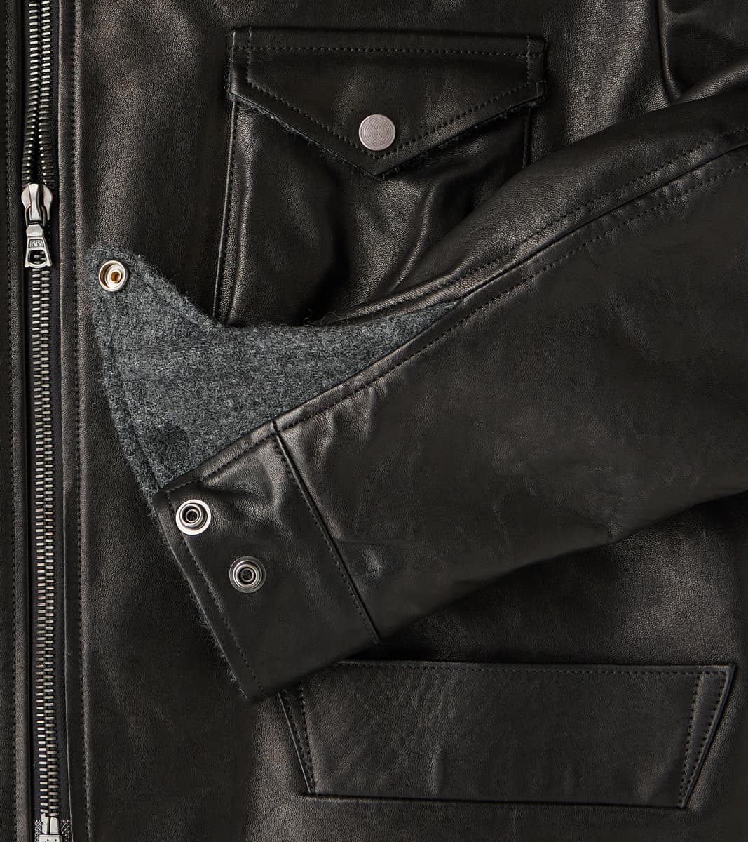 English Air Force Sidcot Jacket - Black Washed Vegetable Tanned Horsehide