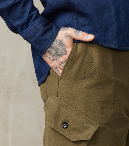 Swiss Army Cargo Trousers - B.Moss® Olive Reversed Bedford Cord