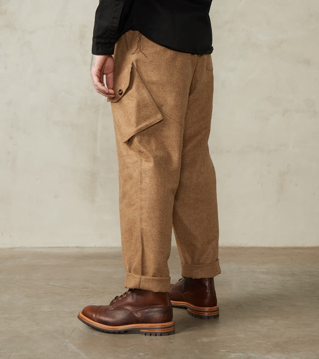 Swiss Army Cargo Trousers - Abraham Moon® Camel Merino Twill