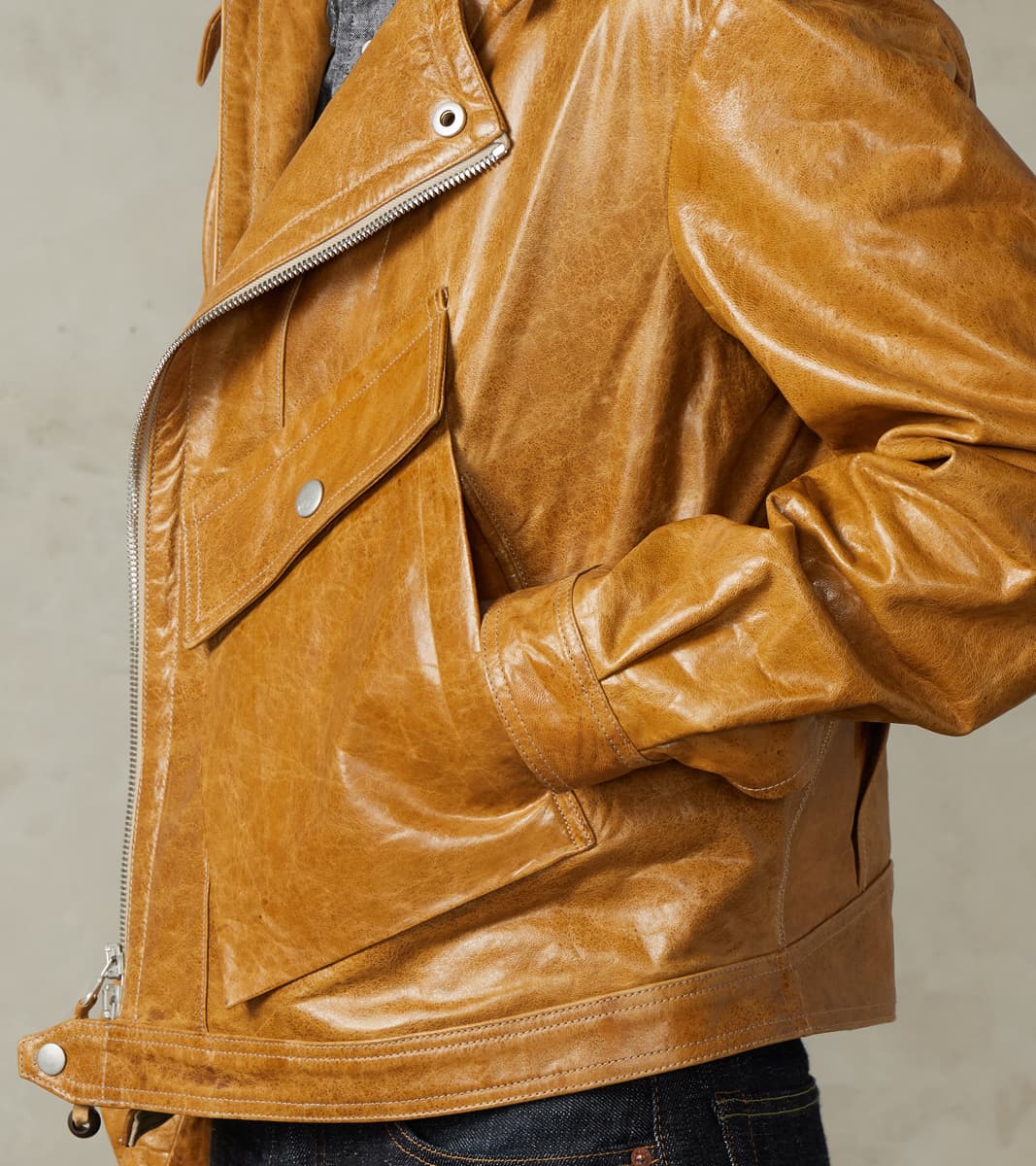 French Air Force Zephyr Jacket - Amber Glazed French Lambskin