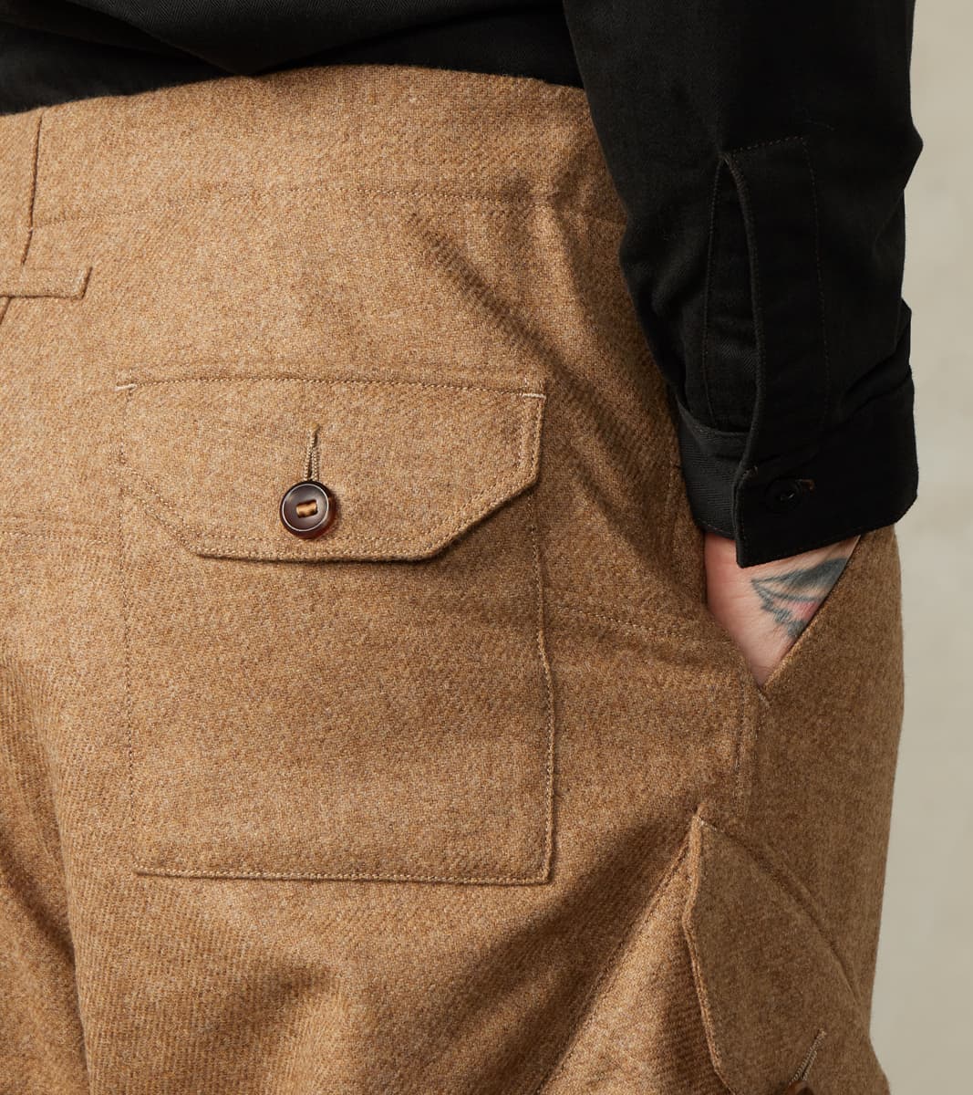 Swiss Army Cargo Trousers - Abraham Moon® Camel Merino Twill