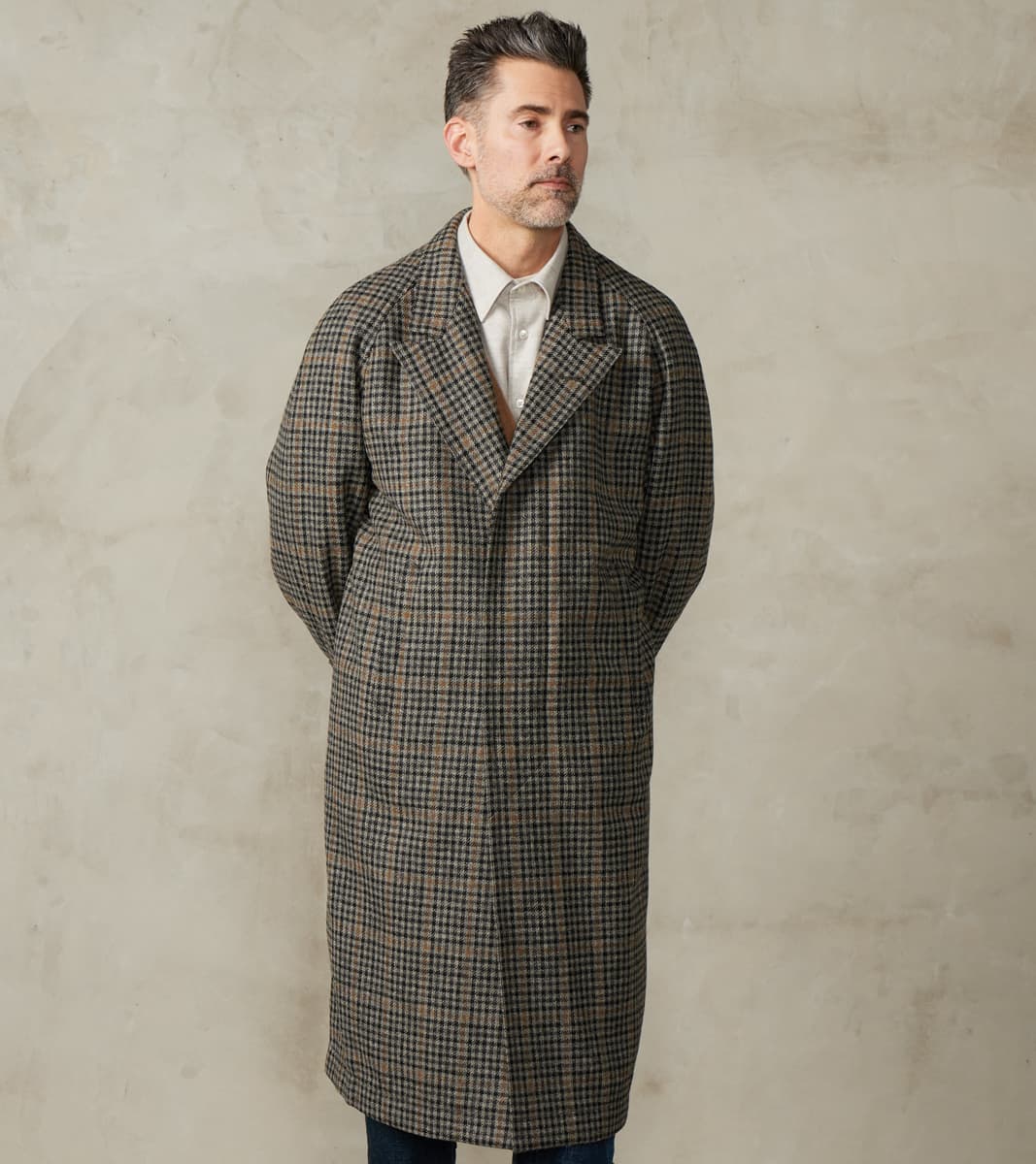 English Traveler Opus Coat - Lovat® London Town Grey Tweed Check