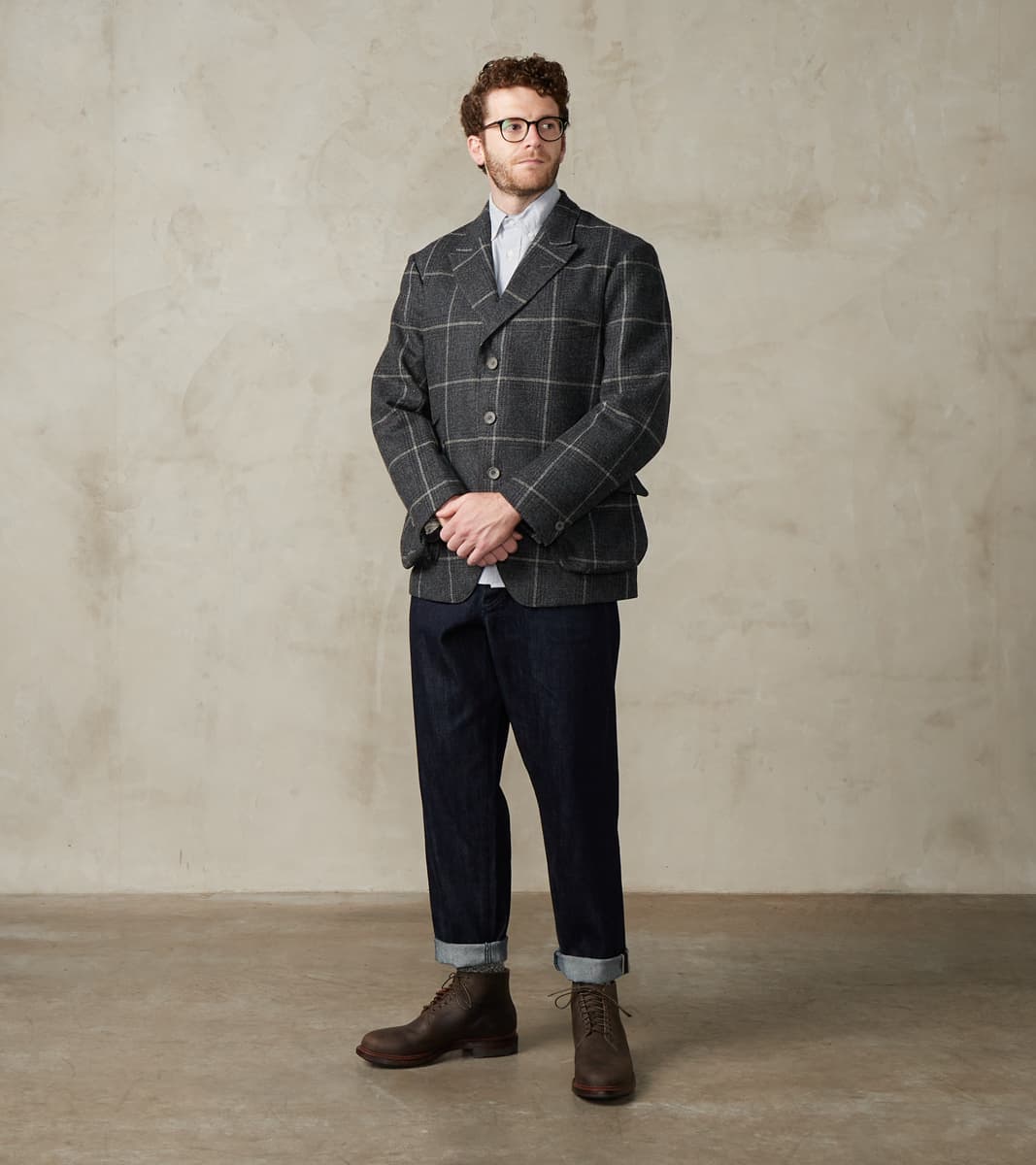 English Country Wanderer Jacket - Lovat® Charcoal Sporting Tweed Check