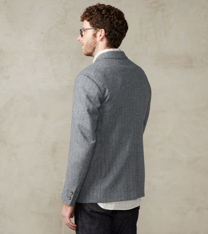 American Sack Jacket - Fox Brothers® Grey Chalk Stripe Herringbone Worsted Flannel