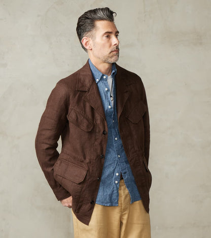 French F-2 Fatigue Jacket - Spence Bryson® Brown Irish Linen Broadcloth