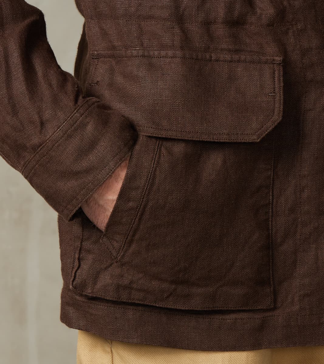 French F-2 Fatigue Jacket - Spence Bryson® Brown Irish Linen Broadcloth