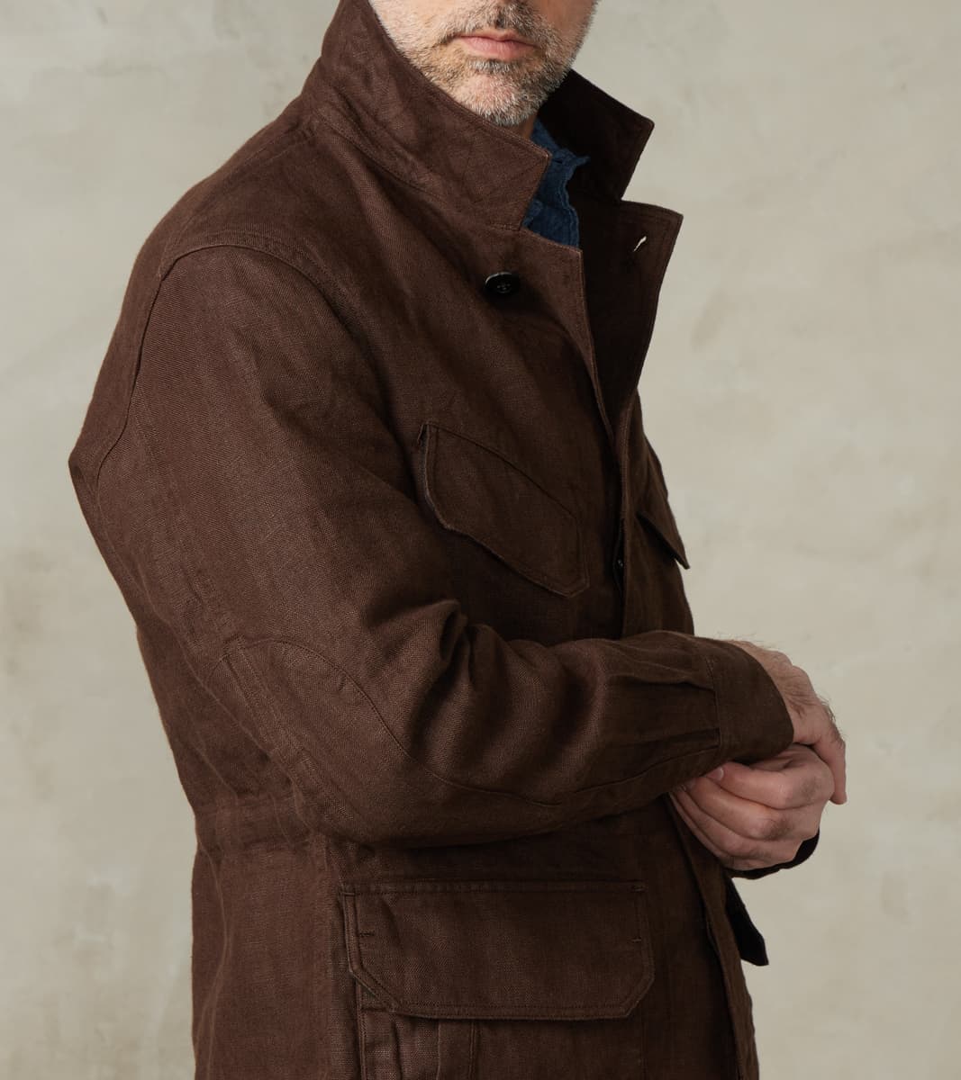 French F-2 Fatigue Jacket - Spence Bryson® Brown Irish Linen Broadcloth