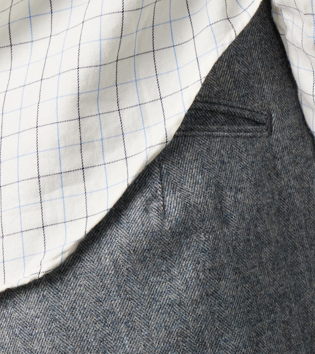 American Dress Trousers - Fox Brothers® Grey Chalk Stripe Herringbone Worsted Flannel