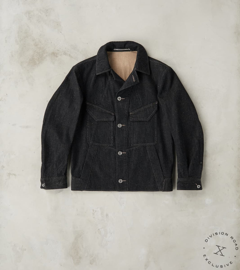 MotivMfg x Division Road French Rapide Jacket - Charcoal Donegal Selvedge Denim