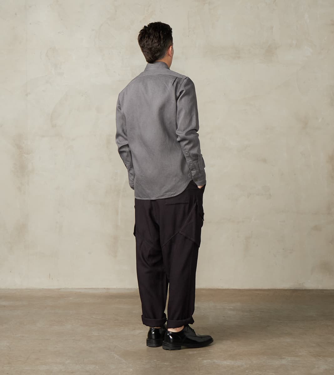 American Camp Shirt - Concrete Linen Cotton Selvedge Denim