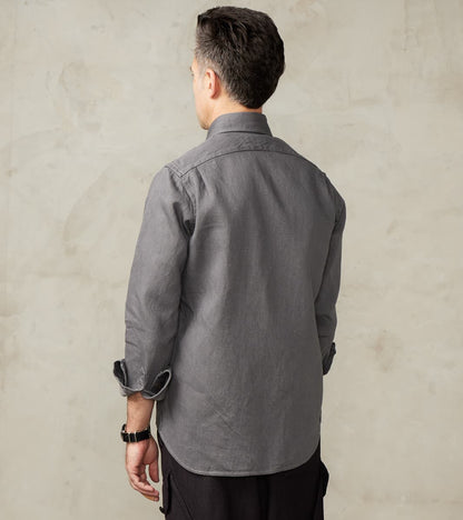 American Camp Shirt - Concrete Linen Cotton Selvedge Denim