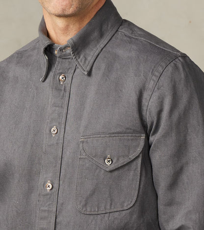 American Camp Shirt - Concrete Linen Cotton Selvedge Denim