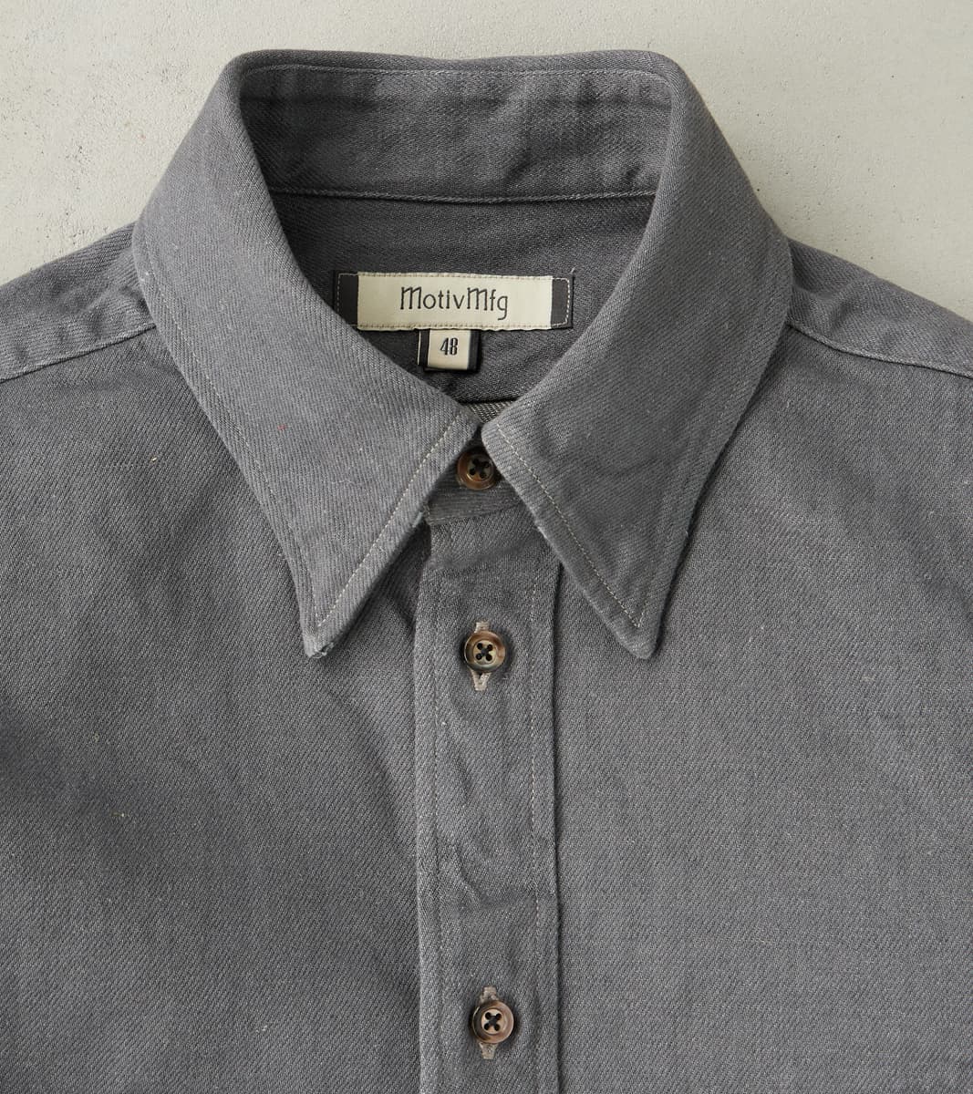 American Camp Shirt - Concrete Linen Cotton Selvedge Denim