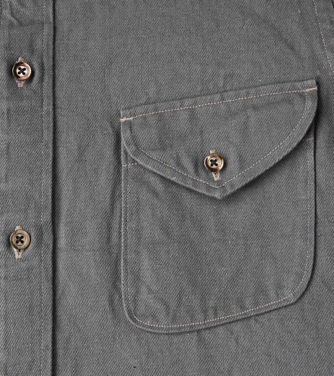 American Camp Shirt - Concrete Linen Cotton Selvedge Denim