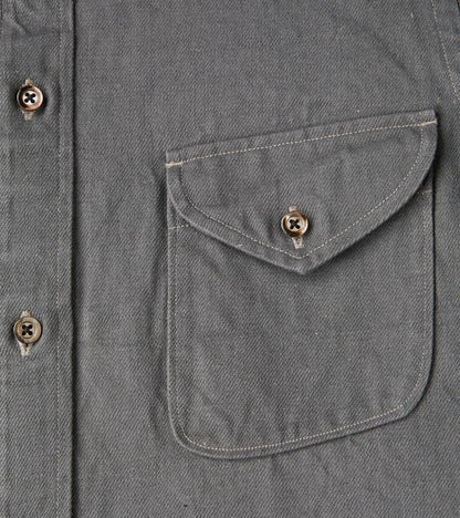 American Camp Shirt - Concrete Linen Cotton Selvedge Denim