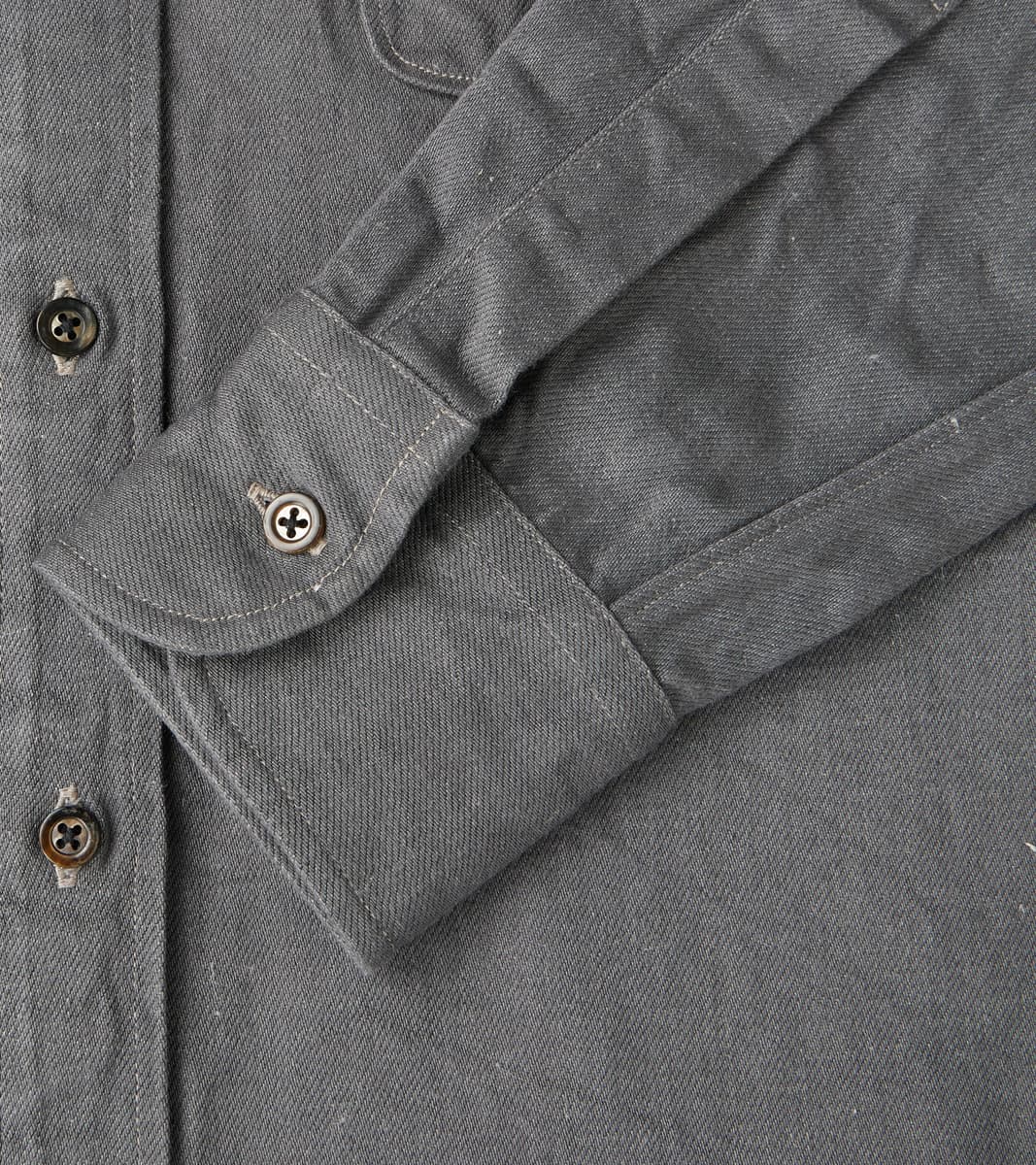 American Camp Shirt - Concrete Linen Cotton Selvedge Denim