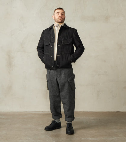 MotivMfg x Division Road French Rapide Jacket - Charcoal Donegal Selvedge Denim