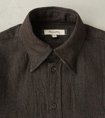 American Camp Shirt - Antique Stripe High Twist Linen Serge