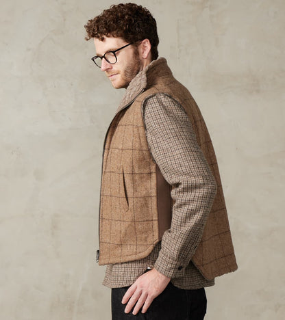 English Army Jerkin Vest - Marling & Evans® Natural Undyed Windowpane & Natural Fleece