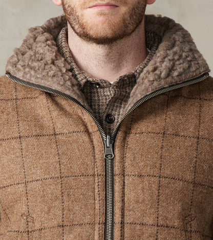 English Army Jerkin Vest - Marling & Evans® Natural Undyed Windowpane & Natural Fleece