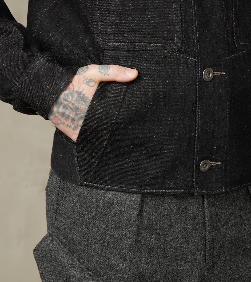 French Rapide Jacket - Charcoal Donegal Selvedge Denim