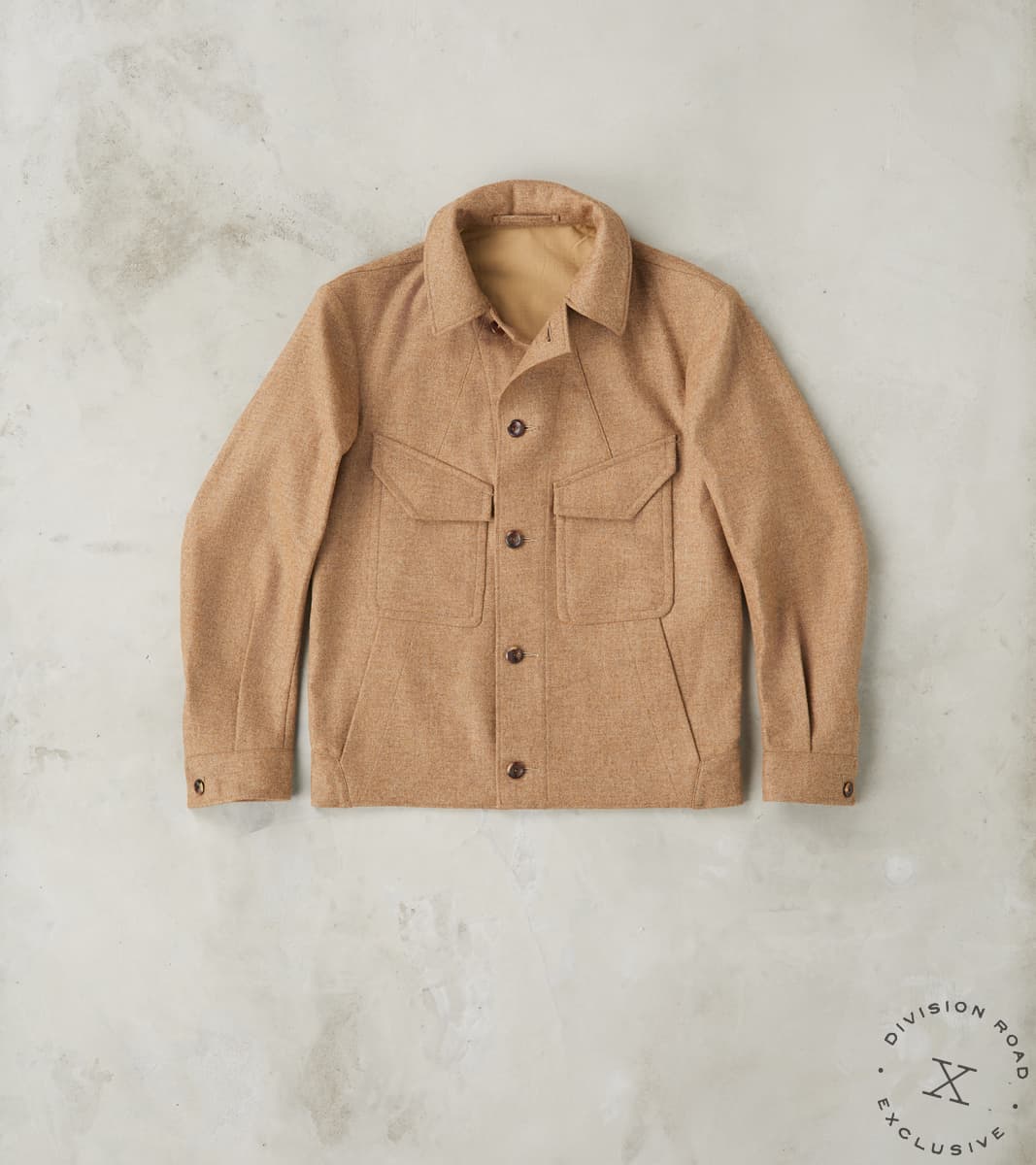 MotivMfg x Division Road French Rapide Jacket - Abraham Moon® Camel Merino Twill