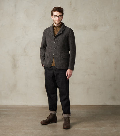 English Hunt Work Jacket - Lovat® Graphite Honeycomb Stripe Shetland Tweed