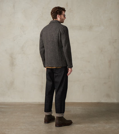 English Hunt Work Jacket - Lovat® Graphite Honeycomb Stripe Shetland Tweed