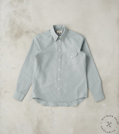 MotivMfg x Division Road American Camp Shirt - Aqua Silk Cotton Crepe Broadcloth