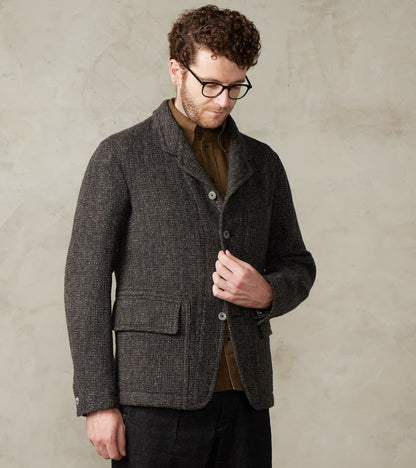 English Hunt Work Jacket - Lovat® Graphite Honeycomb Stripe Shetland Tweed