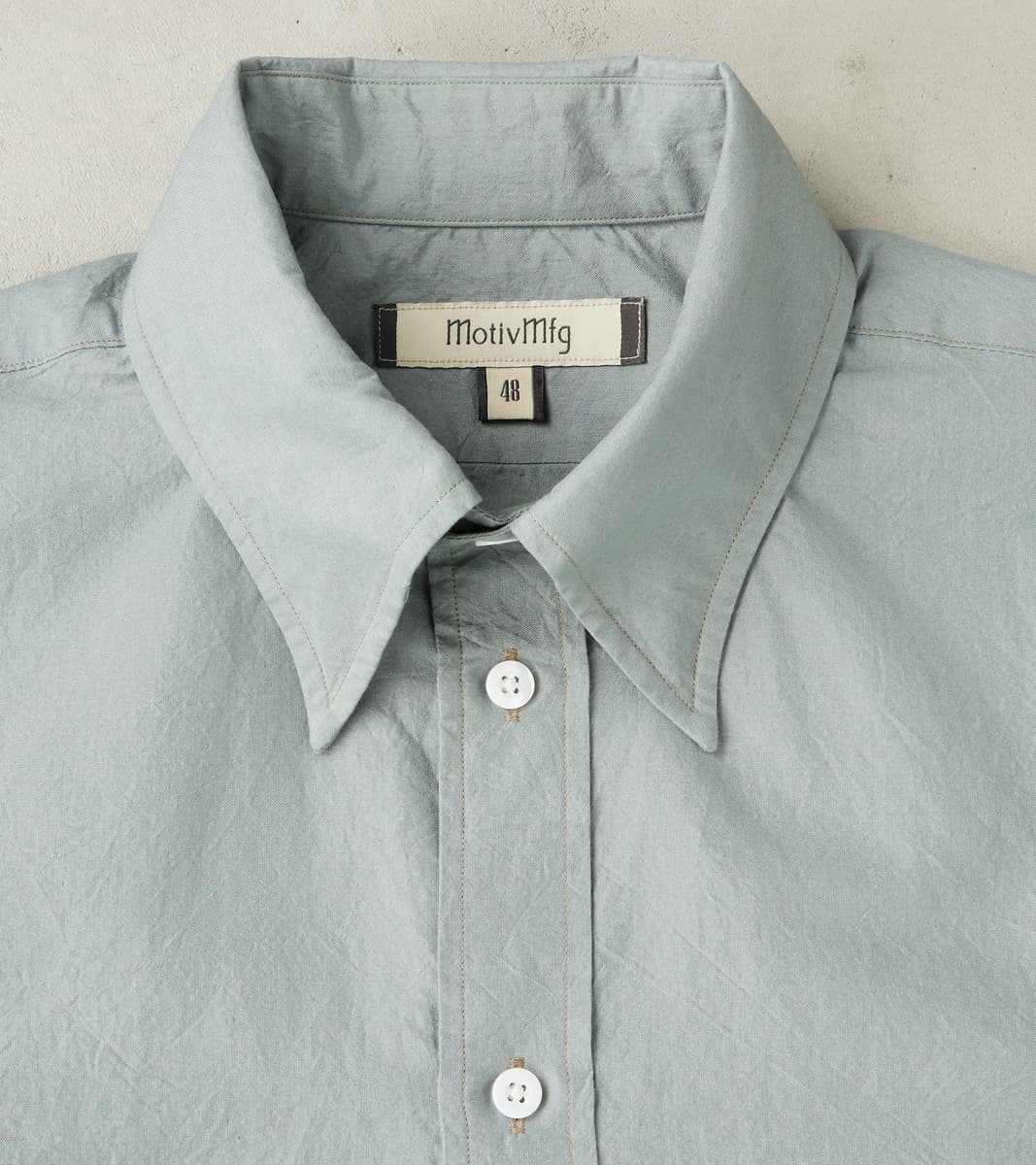 American Camp Shirt - Aqua Silk Cotton Crepe Broadcloth