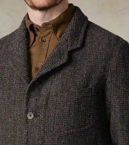 English Hunt Work Jacket - Lovat® Graphite Honeycomb Stripe Shetland Tweed