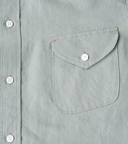 American Camp Shirt - Aqua Silk Cotton Crepe Broadcloth