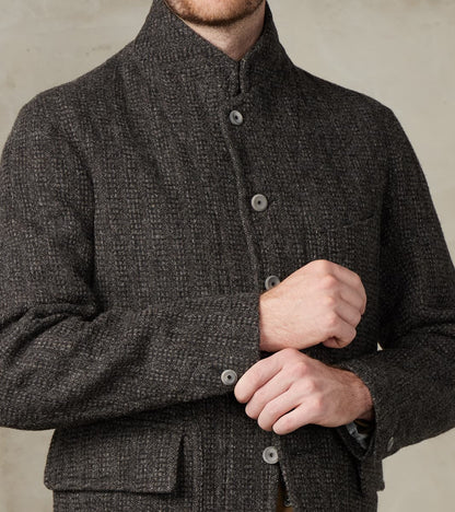 English Hunt Work Jacket - Lovat® Graphite Honeycomb Stripe Shetland Tweed