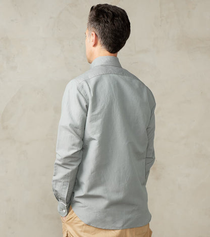 American Camp Shirt - Aqua Silk Cotton Crepe Broadcloth