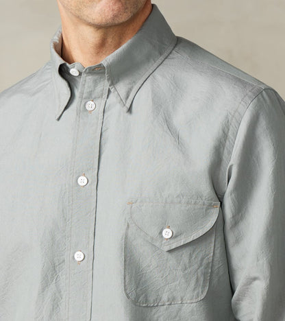 American Camp Shirt - Aqua Silk Cotton Crepe Broadcloth