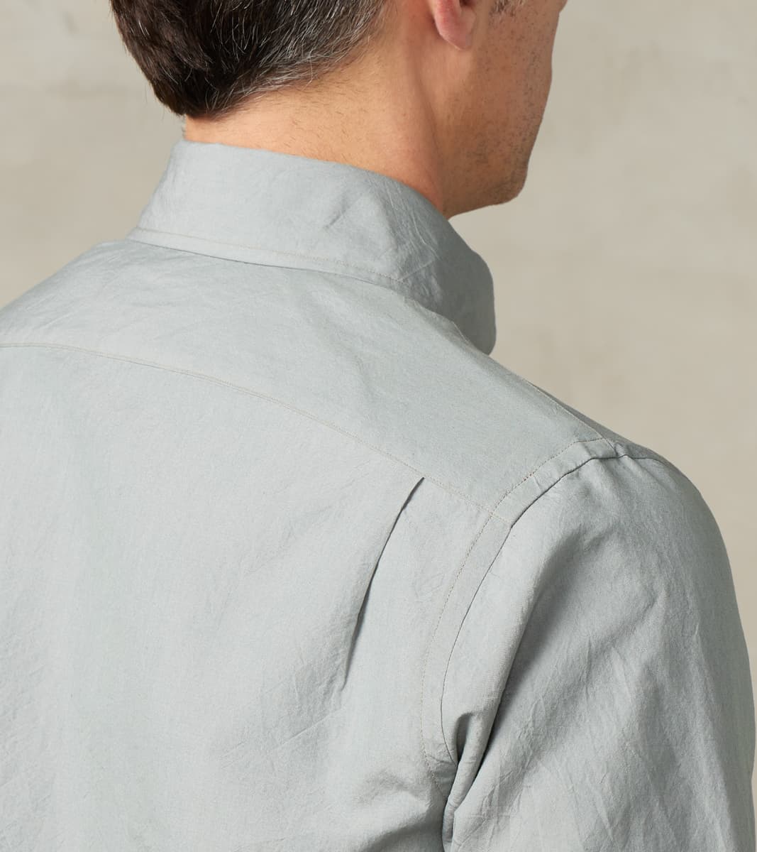 American Camp Shirt - Aqua Silk Cotton Crepe Broadcloth