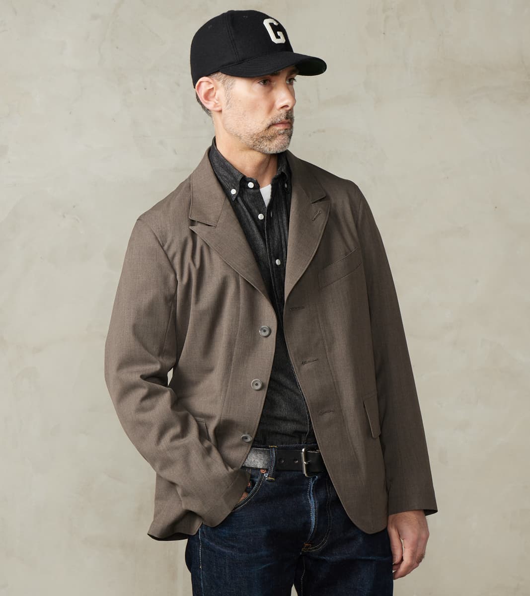 MotivMfg x Division Road English Dress Hunt Jacket - Dark Natural Optim® Wool Gab…