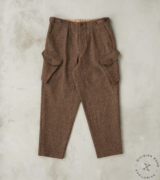 Swiss Army Cargo Trousers - Marling & Evans® Natural Undyed Herringbone Twill