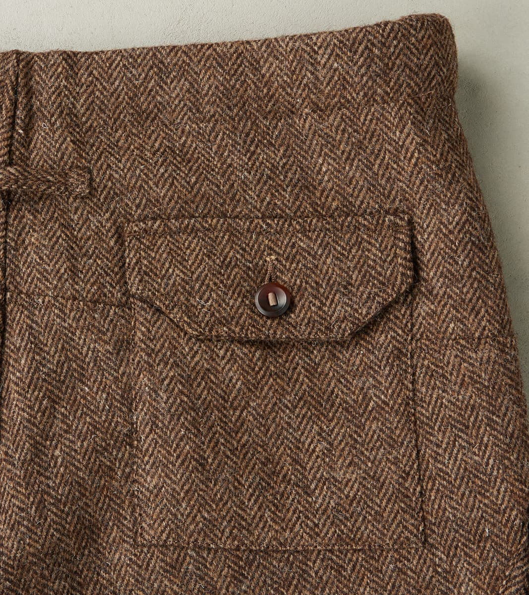 Swiss Army Cargo Trousers - Marling & Evans® Natural Undyed Herringbone Twill