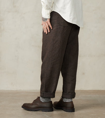 French Work Trousers - Antique Stripe High Twist Linen Serge