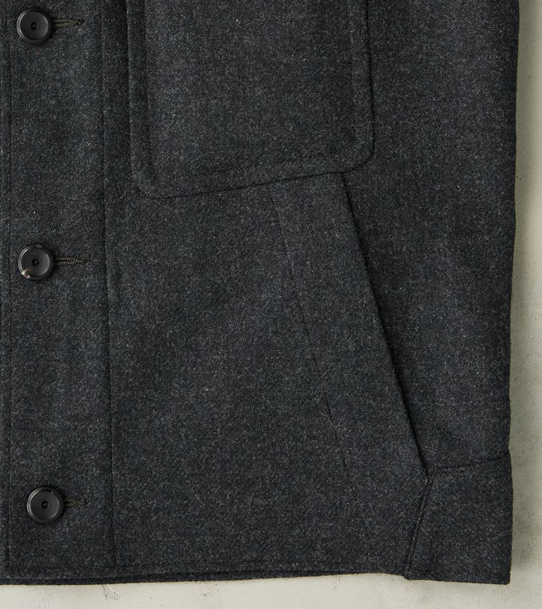 French Rapide Jacket - Abraham Moon® Coal Merino Twill